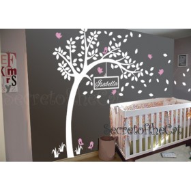 Baby Nursery Tree Wall Decal with Customized Name Wall Sticker